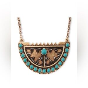 Lucky Brand gold-tone reconstituted turquoise shield necklace